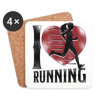 Running Runner Semi-Marathon Coeur - Dessous de verre (lot de 4) - blanc - Devant