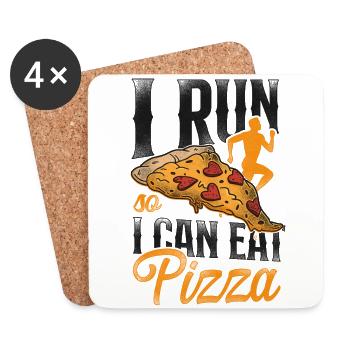 Running Runner Half Marathon Pizza - Untersetzer (4er-Set) - Weiß - Vorne