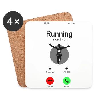 Running Runner Half Marathon Téléphone - Dessous de verre (lot de 4) - blanc - Devant