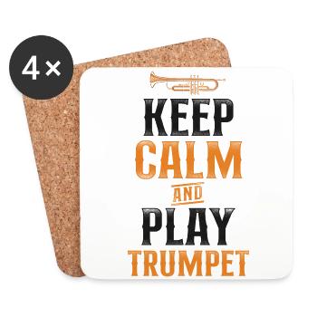 Trumpet Player Vintage Keep Calm & - Untersetzer (4er-Set) - Weiß - Vorne