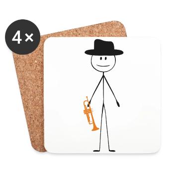 Trumpet Player Vintage - Coasters (set of 4) - white - Front