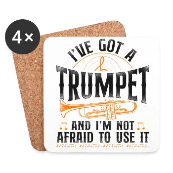 Trumpet Player Vintage I've Got A - Coasters (set of 4) - white - Front