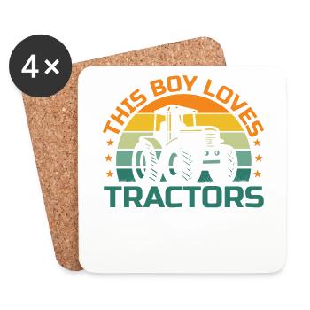 This boy loves tractors! Farmer Kids, Boy - Coasters (set of 4) - white - Front