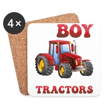 This boy loves tractors! Farmer Kids, Boy - Coasters (set of 4) - white - Front