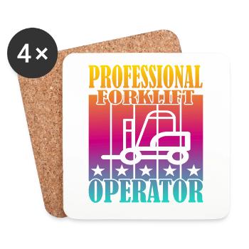 Professional Forklift Operator - Untersetzer (4er-Set) - Weiß - Vorne