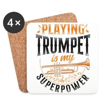 Trumpet Player Vintage Playing - Coasters (set of 4) - white - Front