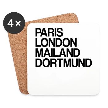 Dortmund Paris London Milan I love Dortmunders - Coasters (set of 4) - white - Front