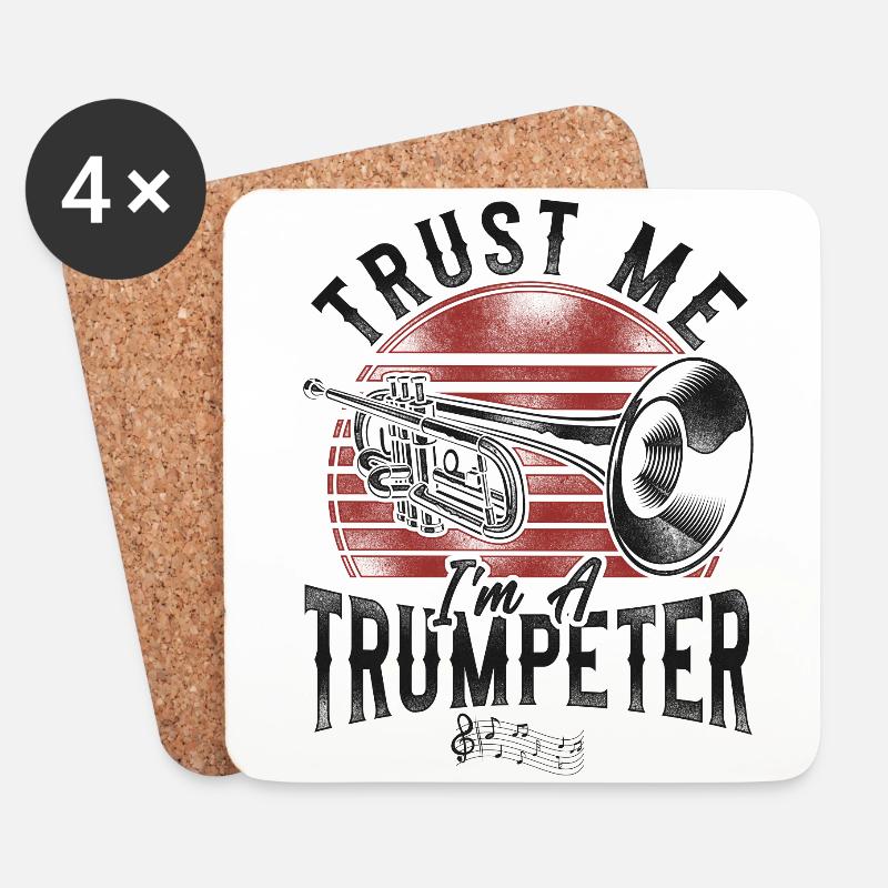 Trumpet Player Vintage Retro Trust - Untersetzer (4er-Set) - Weiß