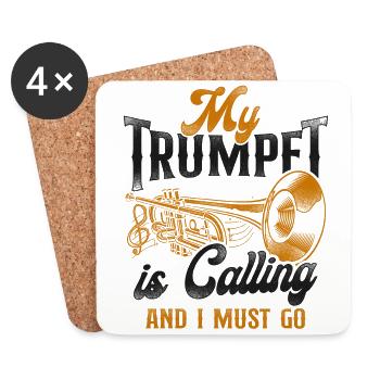 Trumpet Player Vintage My Trumpet - Coasters (set of 4) - white - Front
