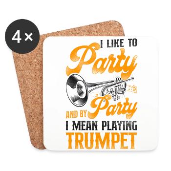Trumpet Player Vintage I Like To - Coasters (set of 4) - white - Front