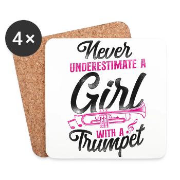 Trumpet Player Vintage Never - Coasters (set of 4) - white - Front