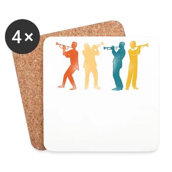 Trumpet Player Retro Vintage - Coasters (set of 4) - white - Front