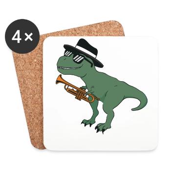 Trompettiste T Rex Jazz Vintage - Dessous de verre (lot de 4) - blanc - Devant