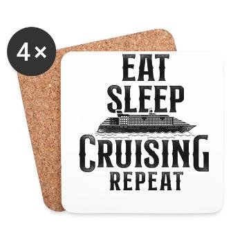Cruise Ship Vacation Eat Sleep - Coasters (set of 4) - white - Front