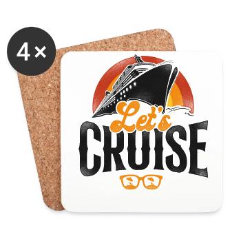 Cruise Ship Vacation Vintage Let's - Coasters (set of 4) - white - Front