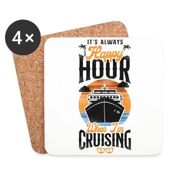 Cruise Ship Vacation Vintage It's - Coasters (set of 4) - white - Front