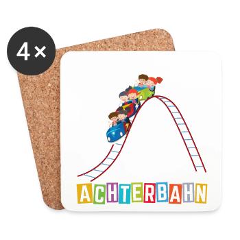 Achterbahn Freizeitpark Kirmes Vergnügungspark - Untersetzer (4er-Set) - Weiß - Vorne