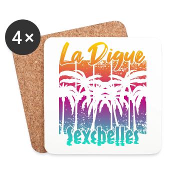 La Digue Seychelles - Coasters (set of 4) - white - Front
