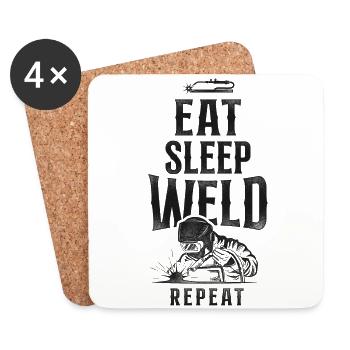 Soudage Soudeur Vintage Eat Sleep - Dessous de verre (lot de 4) - blanc - Devant