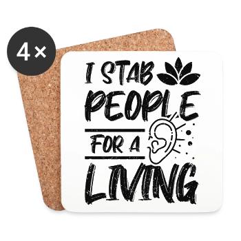 I stab people for a living acupuncturist - Coasters (set of 4) - white - Front