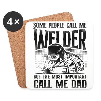 Welder Welding Dad Father Vintage - Coasters (set of 4) - white - Front