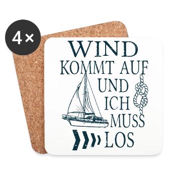 Wind kommt auf und ich muss los segeln - Untersetzer (4er-Set) - Weiß - Vorne