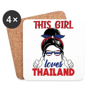 Thaïlande Fille - Dessous de verre (lot de 4) - blanc - Devant