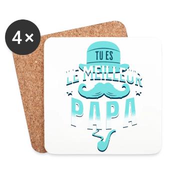 Meilleur Papa Idée Cadeau Fête Des Pères - Dessous de verre (lot de 4) - blanc - Devant