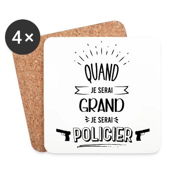 Futur Policier Idée Cadeau Garçon - Dessous de verre (lot de 4) - blanc - Devant