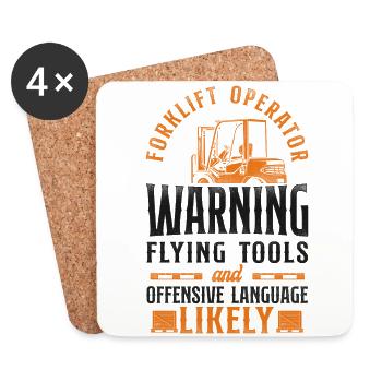 Certified Forklift Truck Operator - Coasters (set of 4) - white - Front