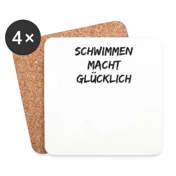 Schwimmen - schwimmen macht glücklich - Untersetzer (4er-Set) - Weiß - Vorne