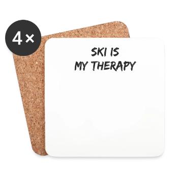 Ski - Ski is my Therapy - Untersetzer (4er-Set) - Weiß - Vorne