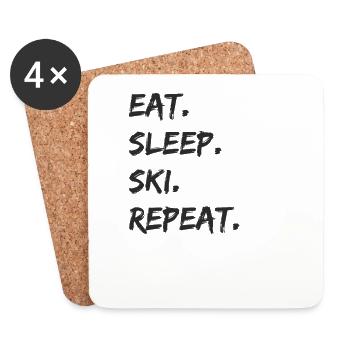 Ski - eat. sleep. ski. repeat. - Untersetzer (4er-Set) - Weiß - Vorne