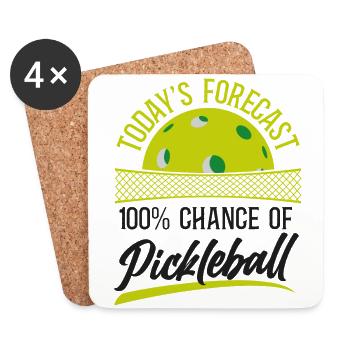 Pickleball Today's Forecast 100% - Untersetzer (4er-Set) - Weiß - Vorne