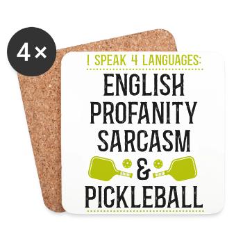 Pickleball I Speak 4 Languages - Untersetzer (4er-Set) - Weiß - Vorne