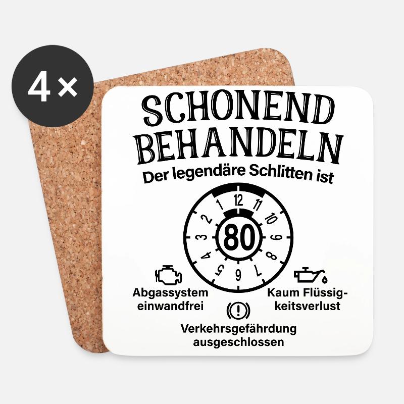Schonend Behandeln Der Legendäre Schlitten Ist 80 - Untersetzer (4er-Set) - Weiß