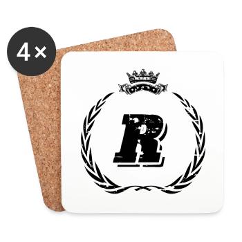 R lettre couronne - Dessous de verre (lot de 4) - blanc - Devant