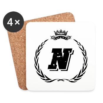 N couronne de lettres - Dessous de verre (lot de 4) - blanc - Devant