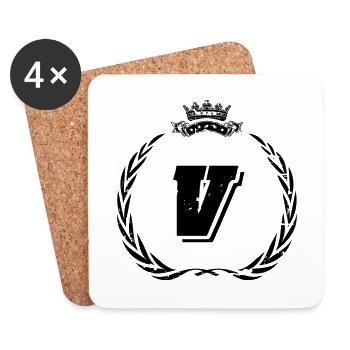 Couronne de lettre V - Dessous de verre (lot de 4) - blanc - Devant