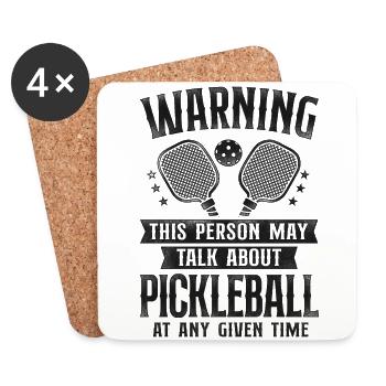 Avertissement de pickleball Cette personne peut - Dessous de verre (lot de 4) - blanc - Devant