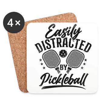 Pickleball facilement distrait par - Dessous de verre (lot de 4) - blanc - Devant