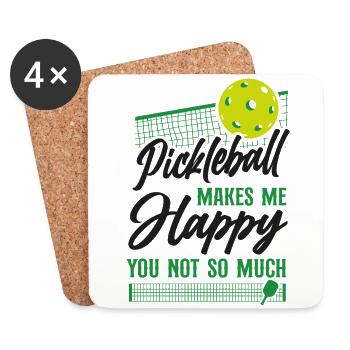 Pickleball Pickleball Makes Me - Coasters (set of 4) - white - Front