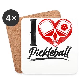 Pickleball Coeur J’aime Pickleball - Dessous de verre (lot de 4) - blanc - Devant