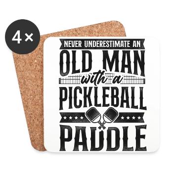 Pickleball Grandpa Never - Coasters (set of 4) - white - Front
