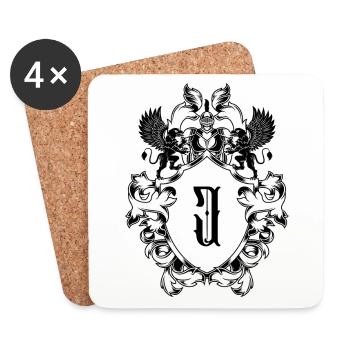 J letter coat of arms - Coasters (set of 4) - white - Front