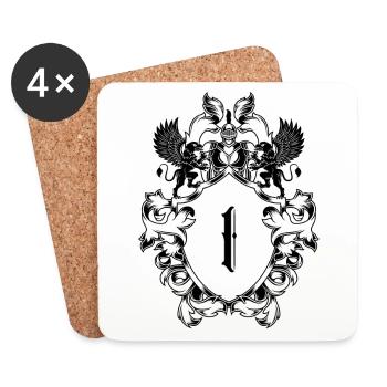 I lettre armoiries - Dessous de verre (lot de 4) - blanc - Devant