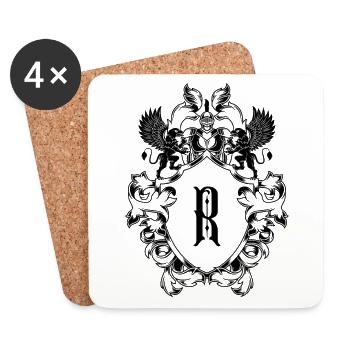 R Buchstabe Wappen - Untersetzer (4er-Set) - Weiß - Vorne
