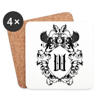 Armoiries de la lettre W - Dessous de verre (lot de 4) - blanc - Devant