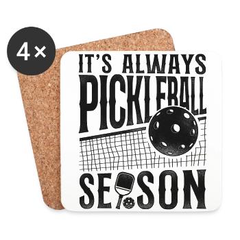 Pickleball It's Always Pickleball - Coasters (set of 4) - white - Front