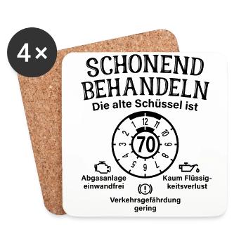 Schonend Behandeln 70. Geburtstag Alte Schüssel 70 - Untersetzer (4er-Set) - Weiß - Vorne